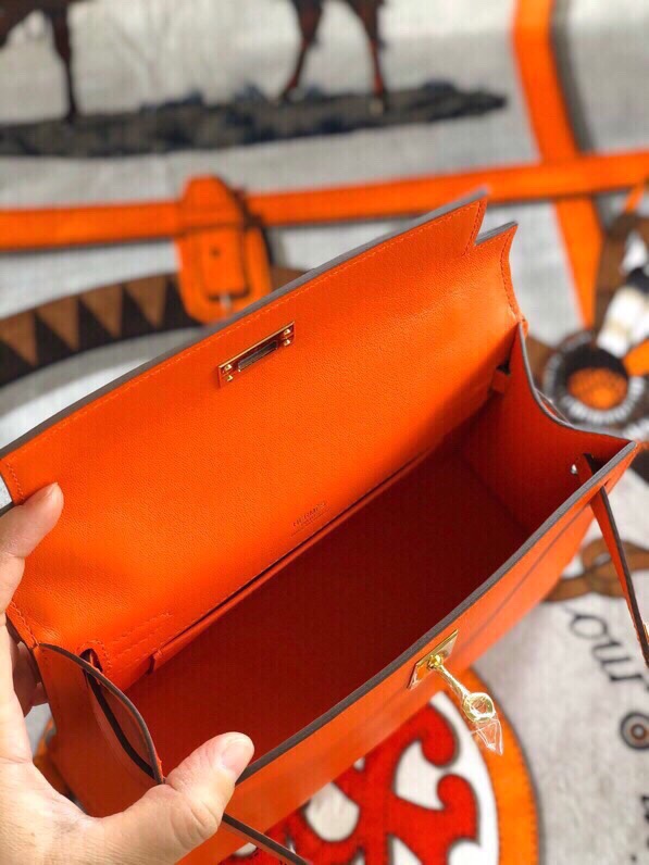 에르메스 미니 켈리백22 오렌지 금장 스위프트